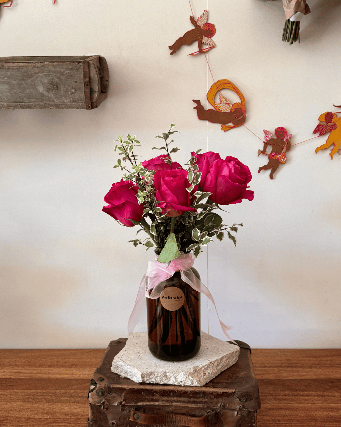 Valentines Day Flowers - Pink Roses Jar