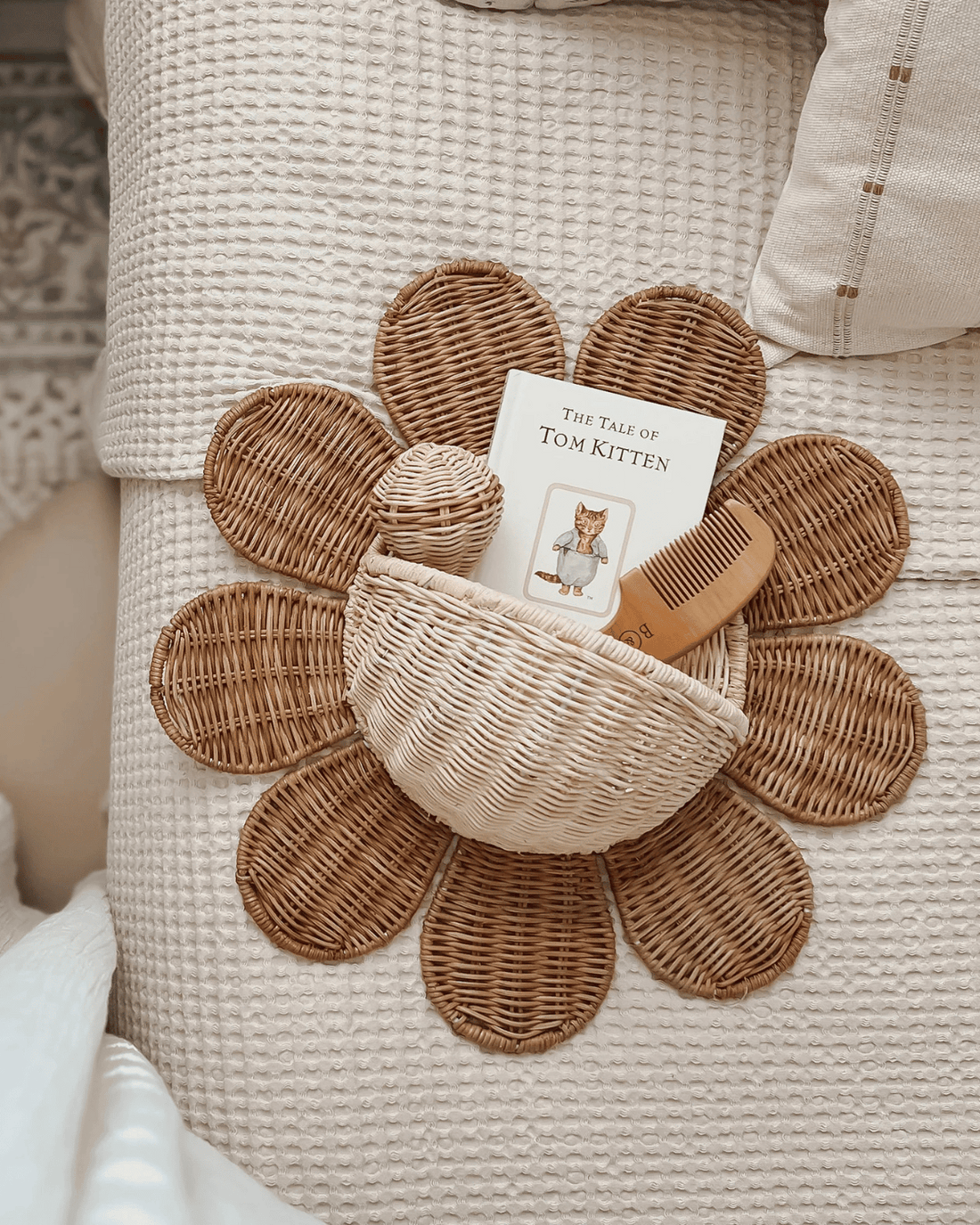 Olli Ella Rattan Daisy Wall Basket for Kids Bedroom