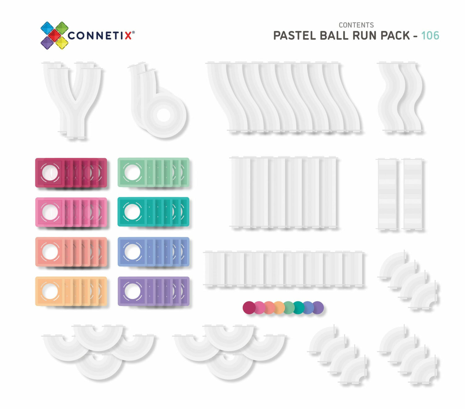 Connetix 106 Piece Pastel Ball Run Pack AU