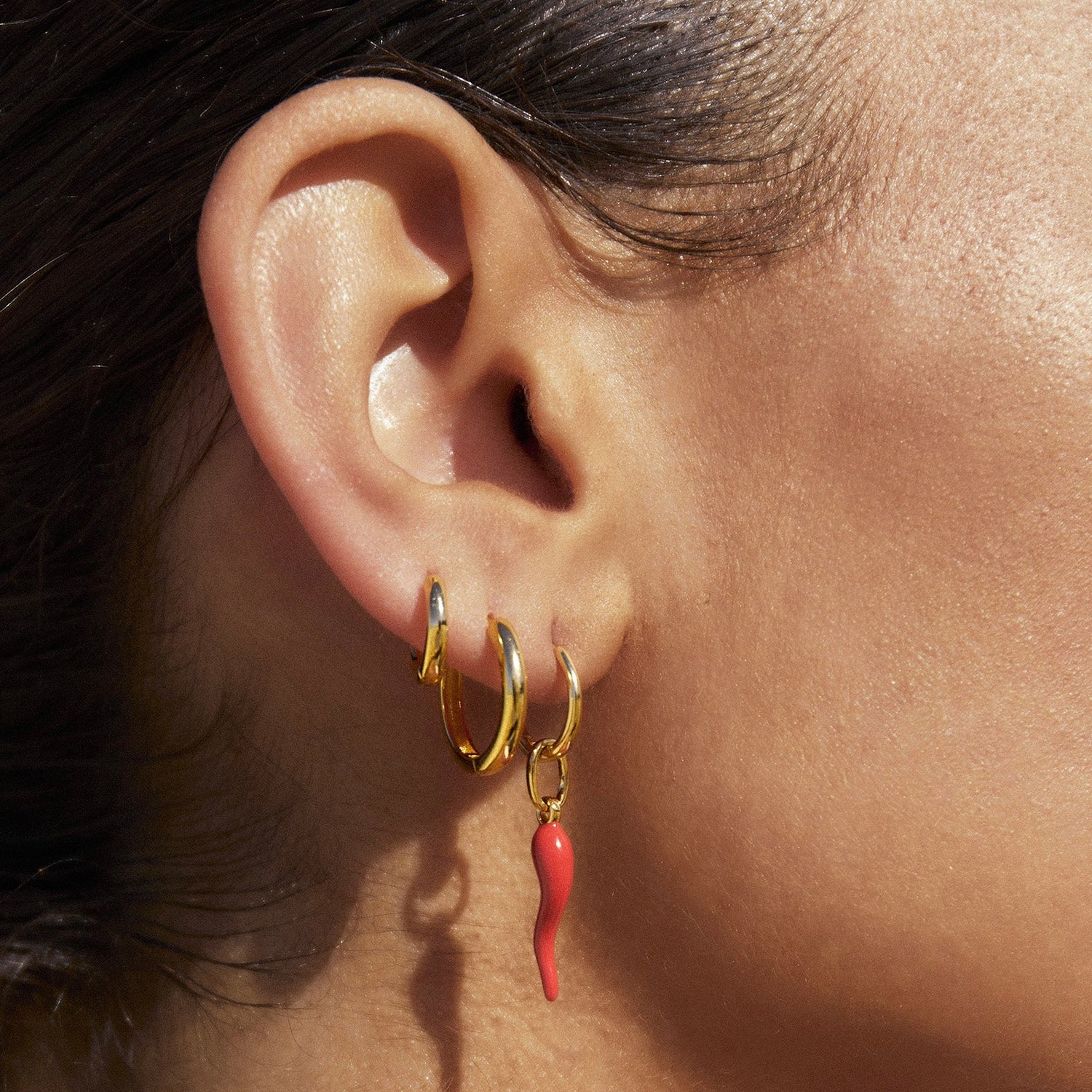 Cornicello Red Charm Earrings by Arms of Eve