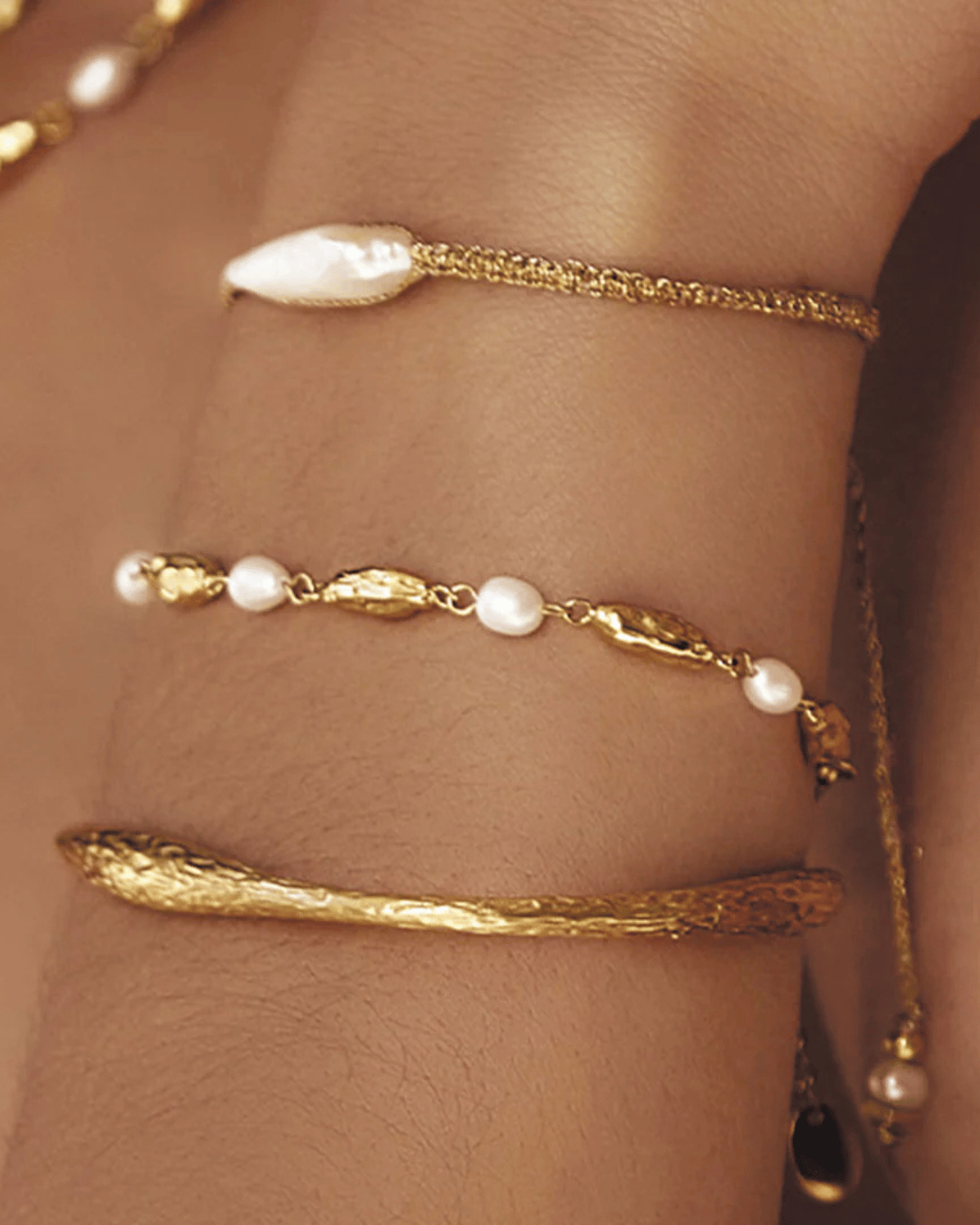 Mimi Pearl and Gold Bracelet by Arms of Eve