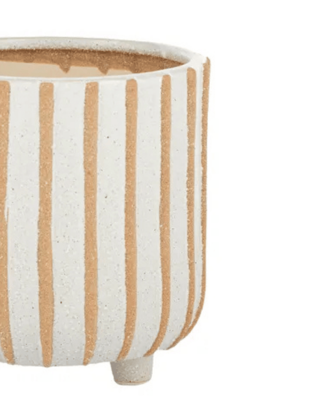 Beaker Ceramic Pot - White and Tan Stripe