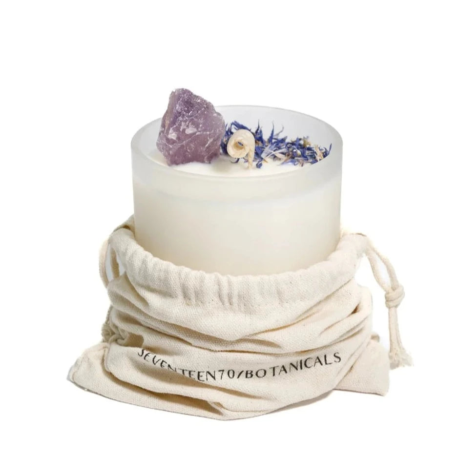 Crystal Candle - Coconut lime with Amethyst (Meditation + Balance) - Seventeen70 Botanicals