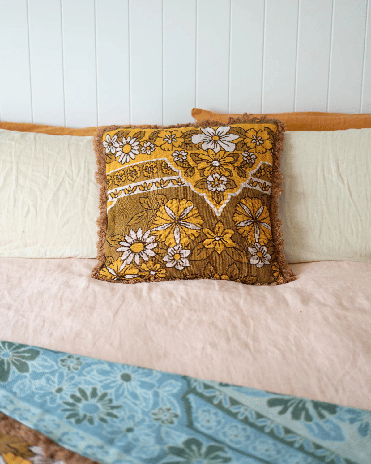 Daisy Brown Cushion by Salty Aura 