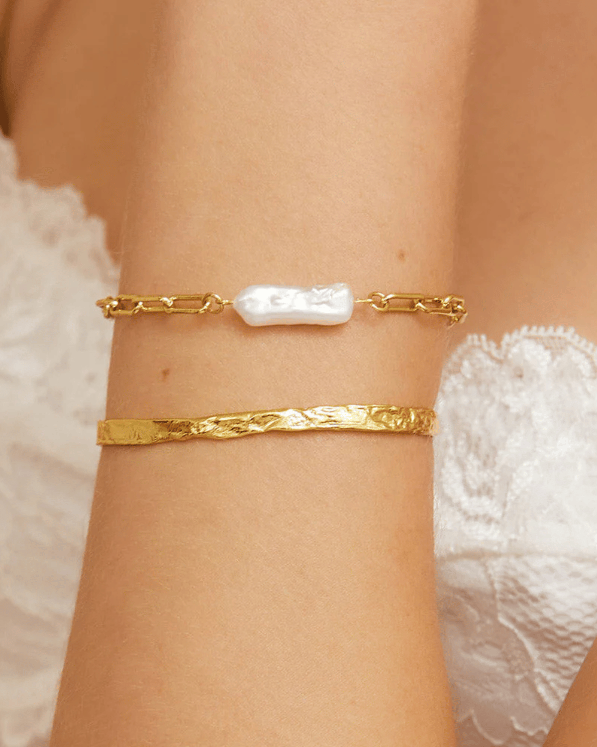 Danielle Gold and Pearl Bracelet by Arms of Eve