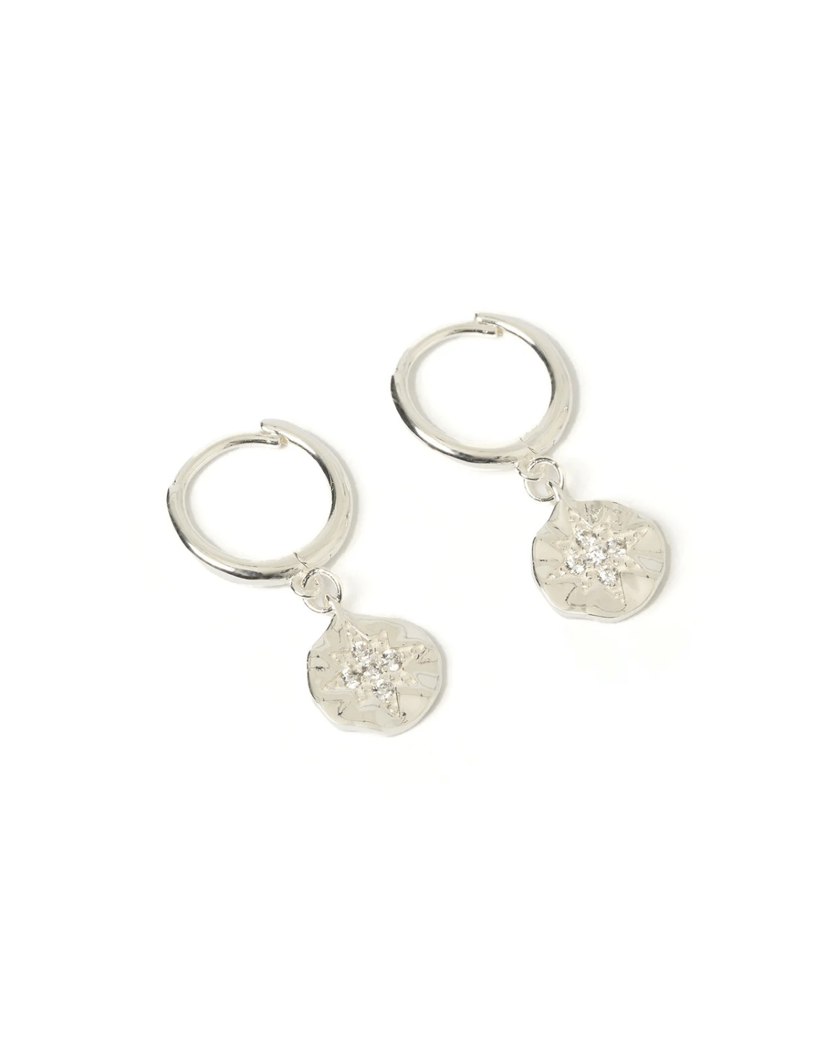 Estrella Silver &amp; Zircon Hoop Huggies by Arms of Eve 