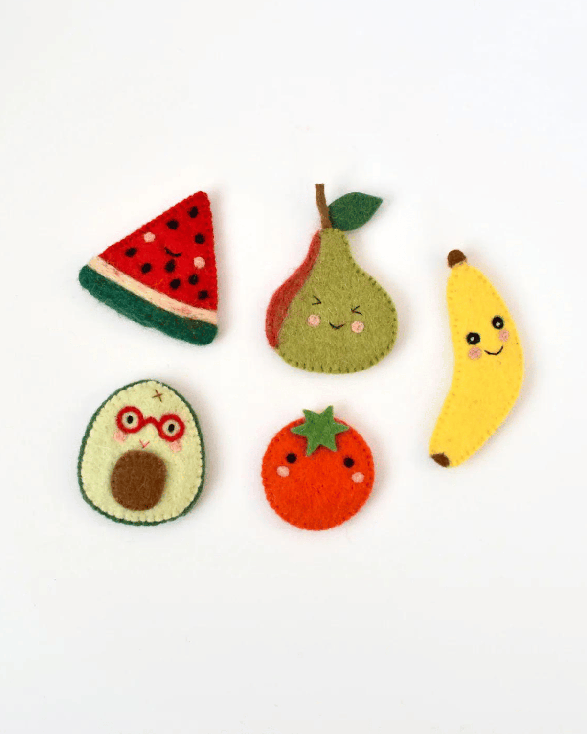 Felt Fruits Finger Puppets Set by Tara Treasures