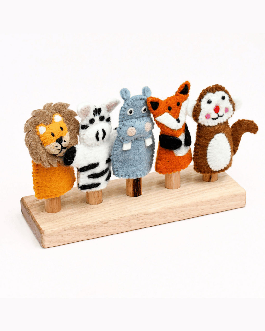 Wooden Finger Puppet Stand (5 Rods) by Tara Treasures