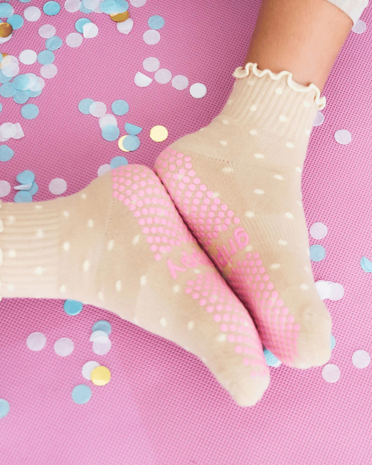 Beige Dotty Grippy Socks