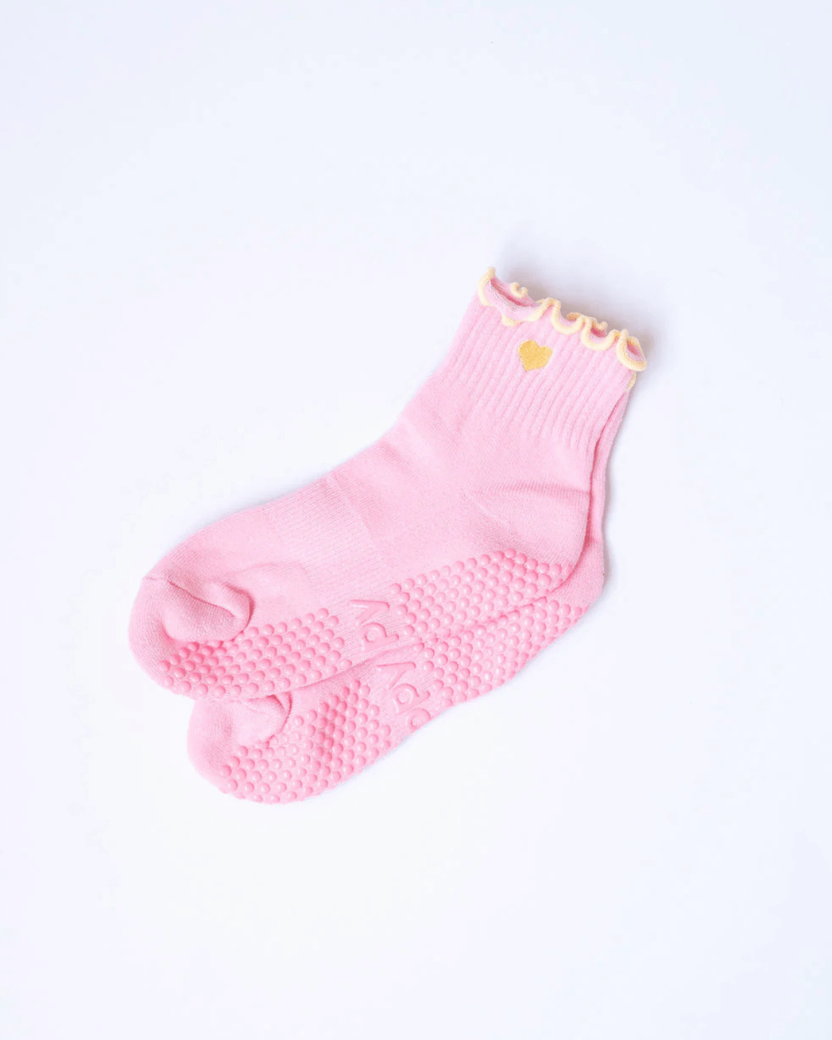 Grippy Socks - Pink + Yellow Frill