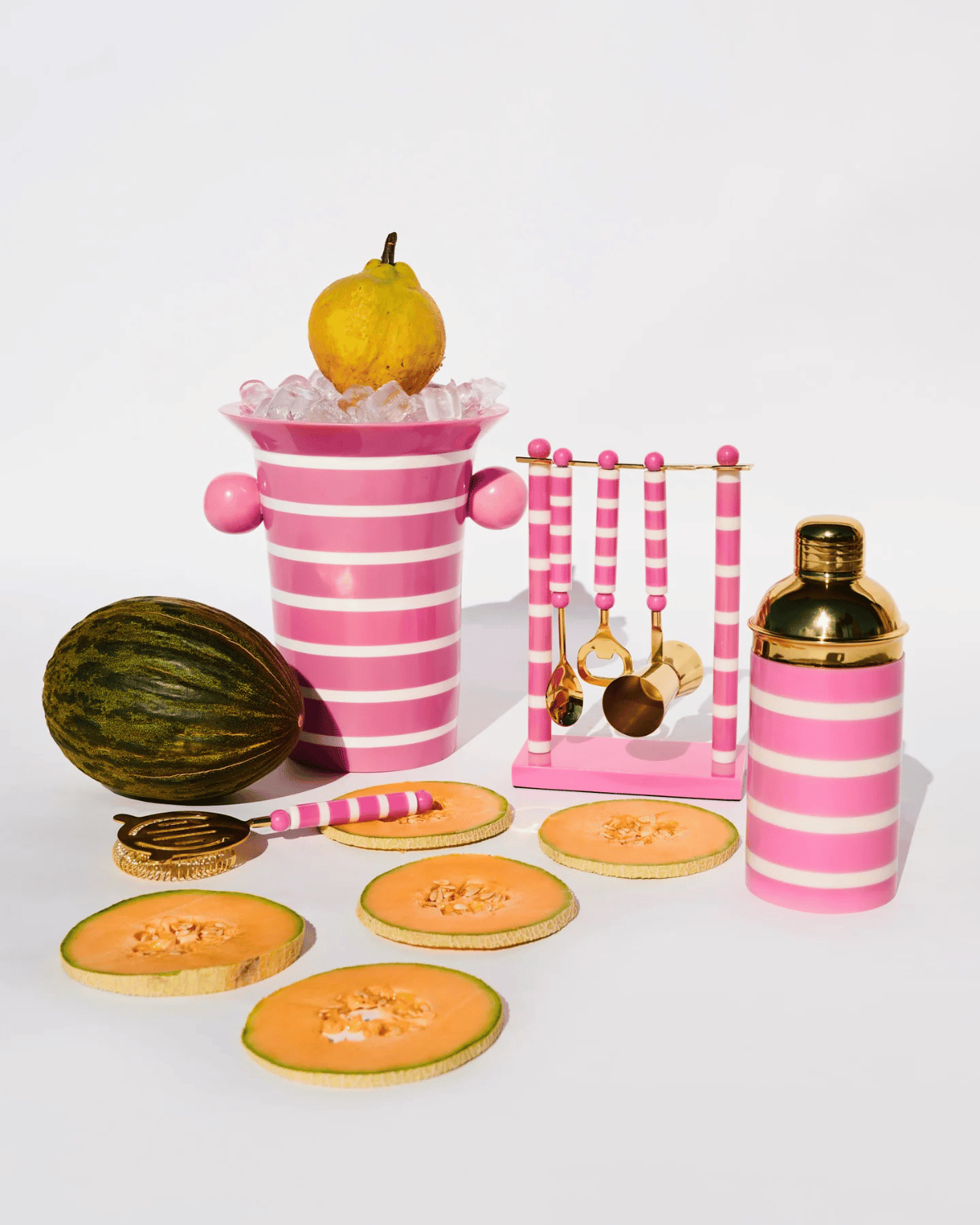 Kip&amp;Co Gypsy Rose Stripe Resin Cocktail Shake