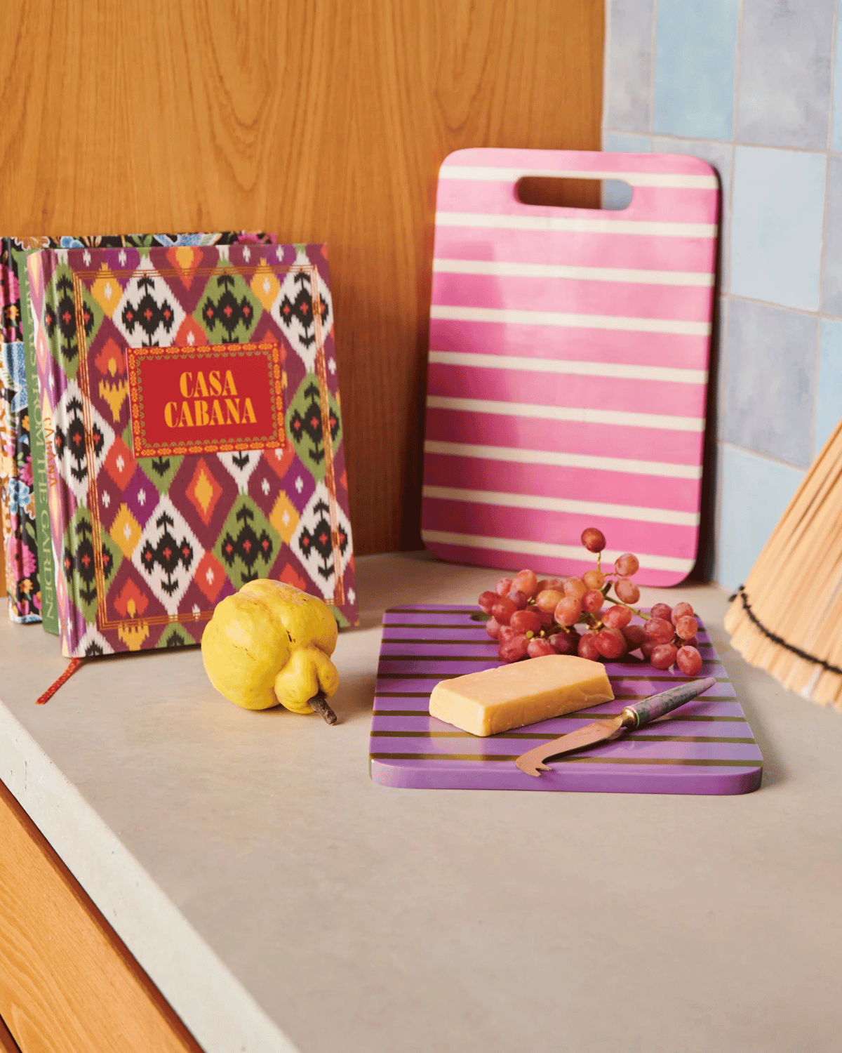 Kip&amp;Co Gypsy Rose Stripe Resin Serving Board