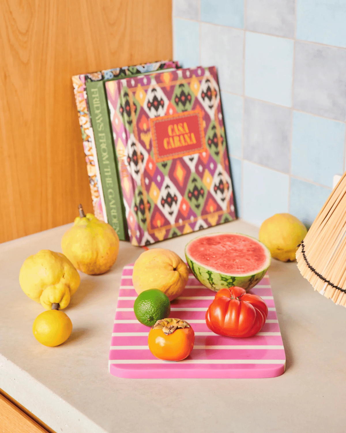 Kip&amp;Co Gypsy Rose Stripe Resin Serving Board