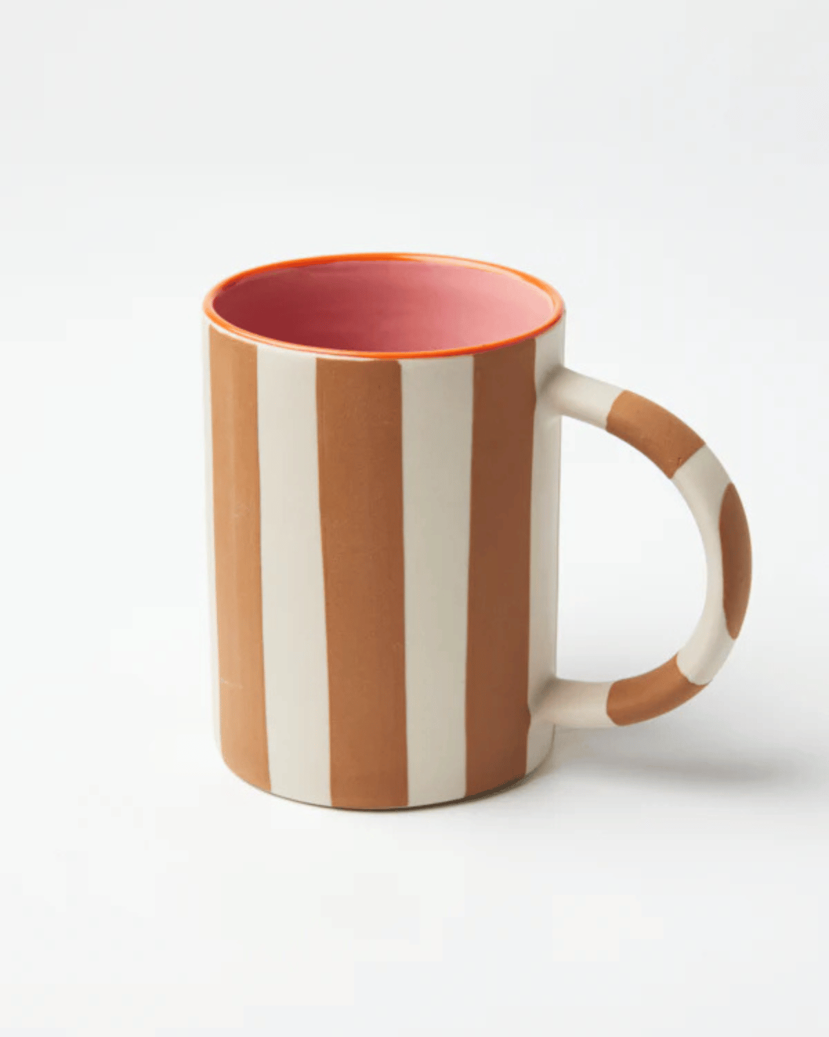 Happy Stripe Tan Mug by Jones &amp; Co