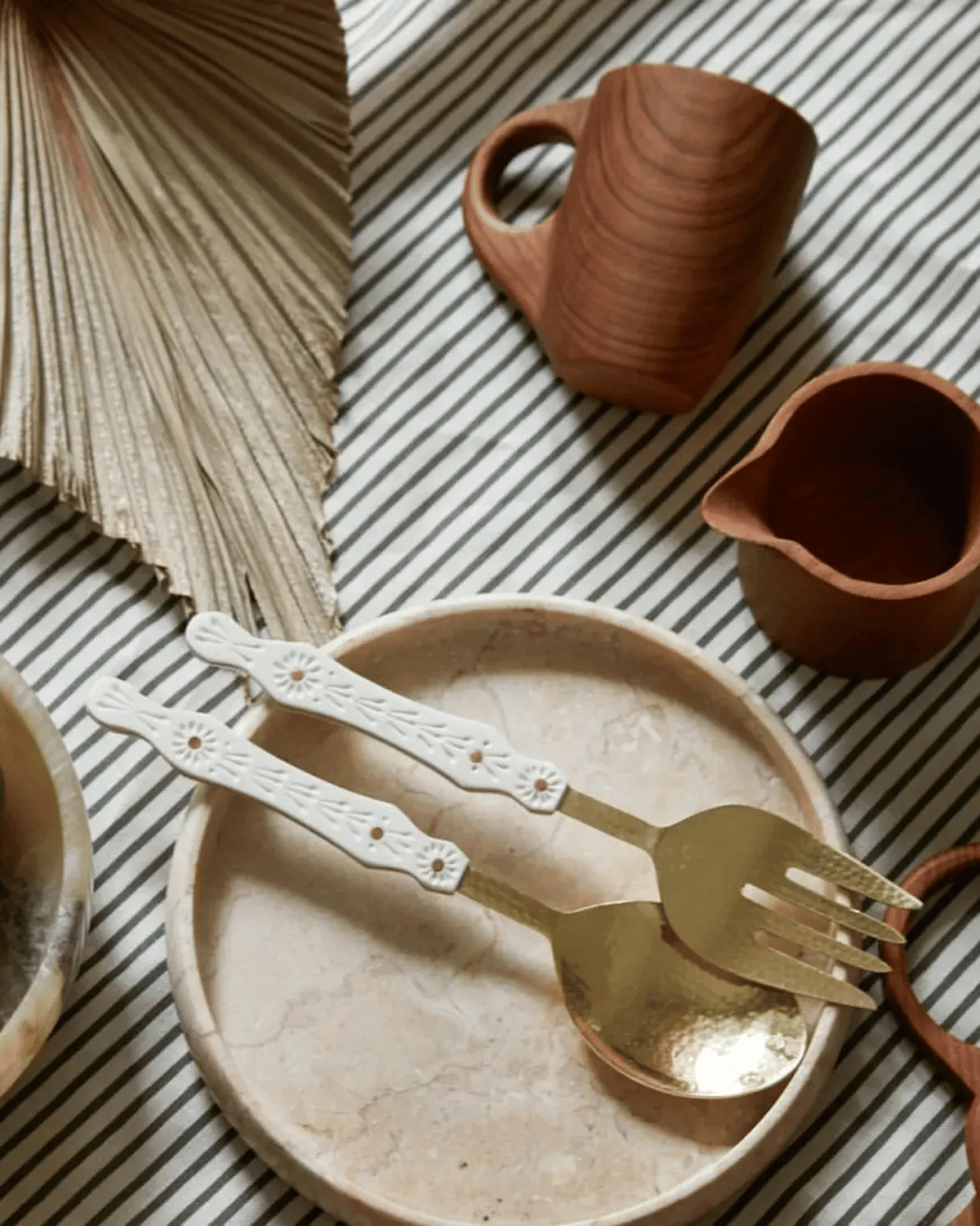 Hana Gold &amp; Cream Resin Salad Servers by Inartisan