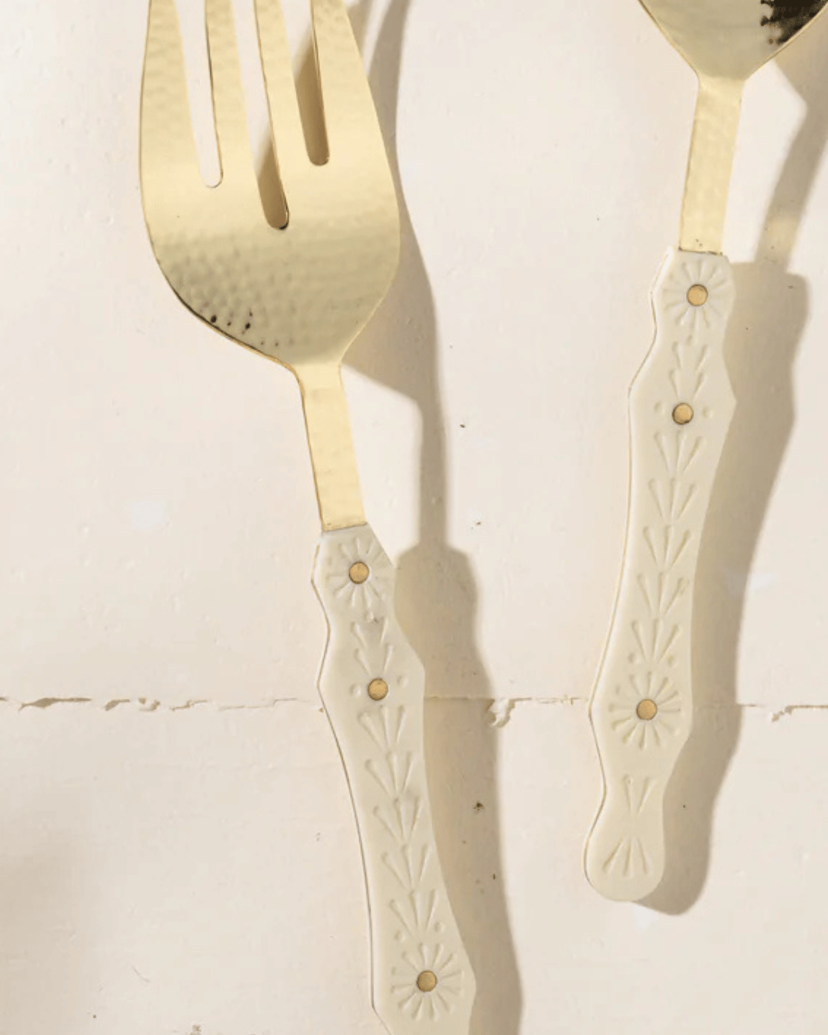 Hana Gold &amp; Cream Resin Salad Servers by Inartisan