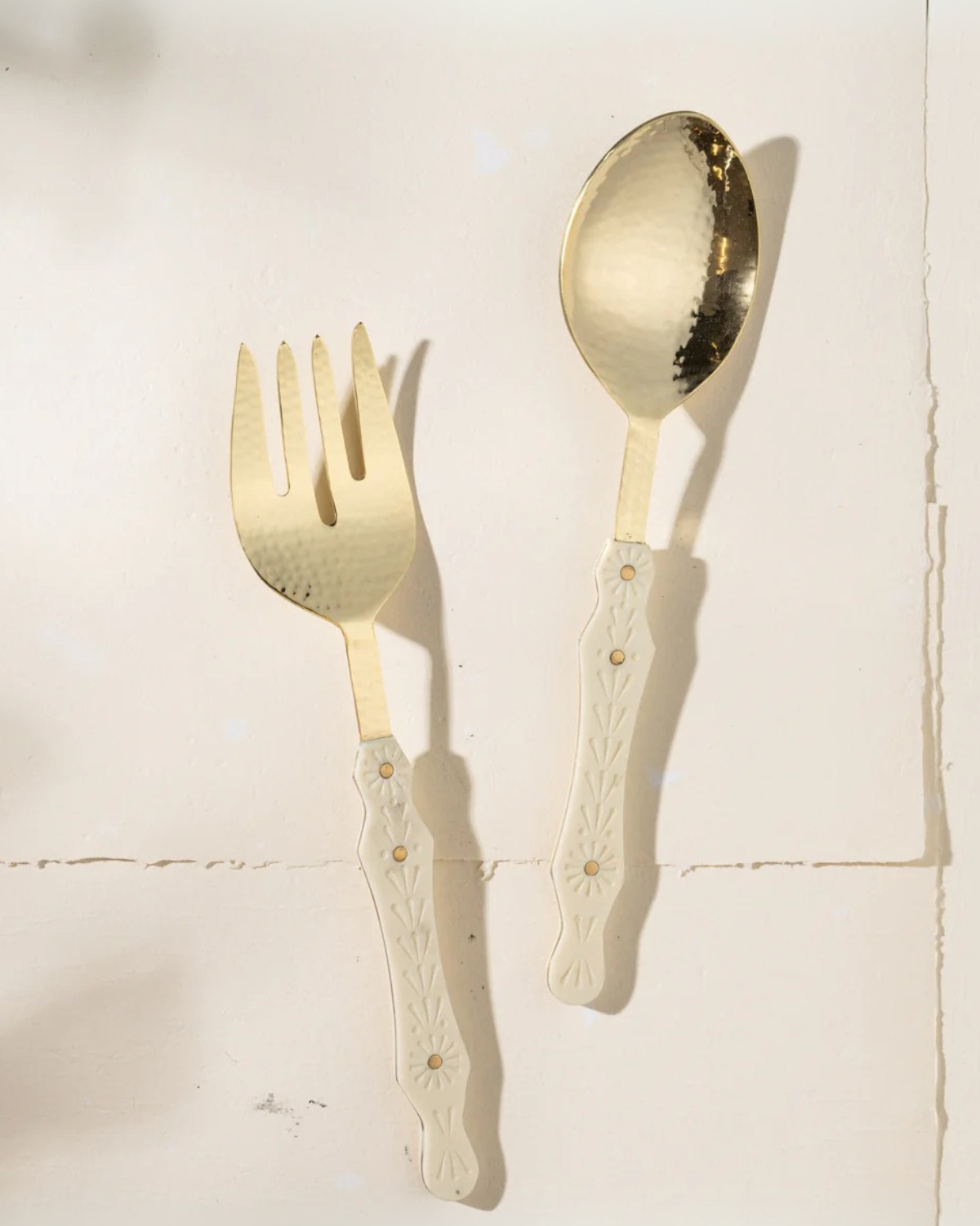 Hana Gold &amp; Cream Resin Salad Servers by Inartisan