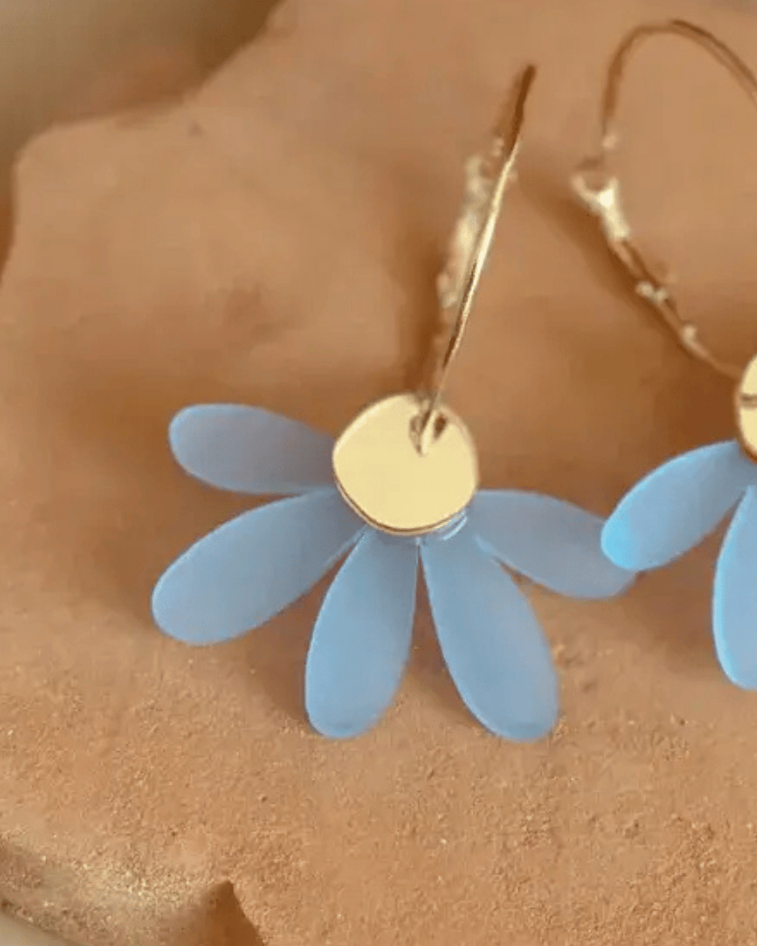 Jumbo Daisy Hoop Earrings in Frosted Blue &amp; Gold by Foxie Collective