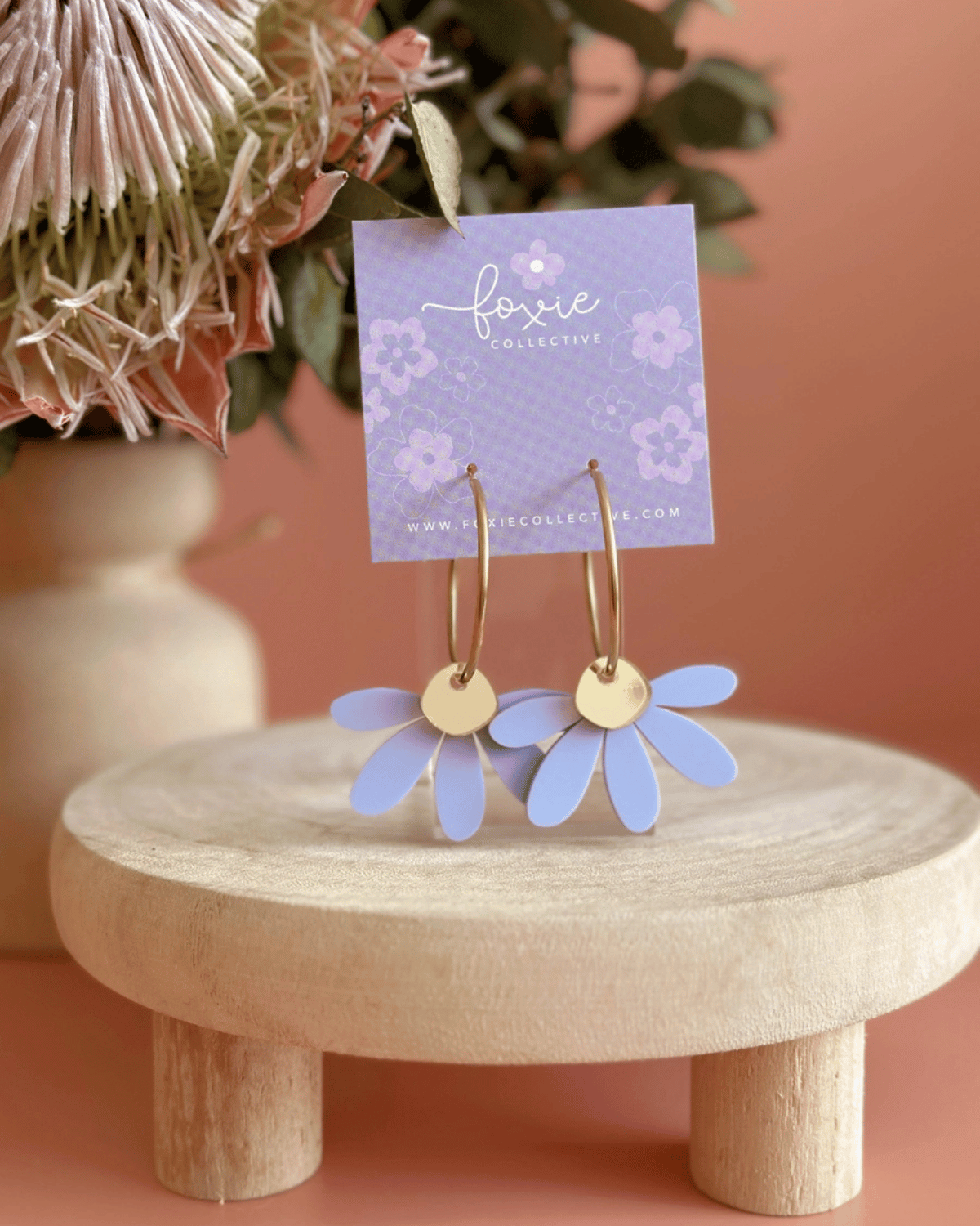 Jumbo Daisy Hoop Earrings in Periwinkle by Foxie Collective