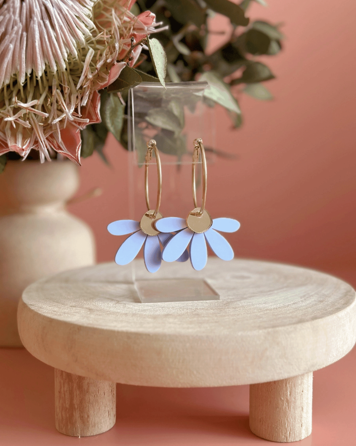 Jumbo Daisy Hoop Earrings in Periwinkle by Foxie Collective