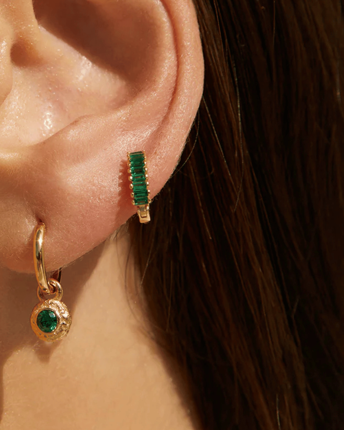 Khloe Gold Earrings - Emerald by Arms of Eve