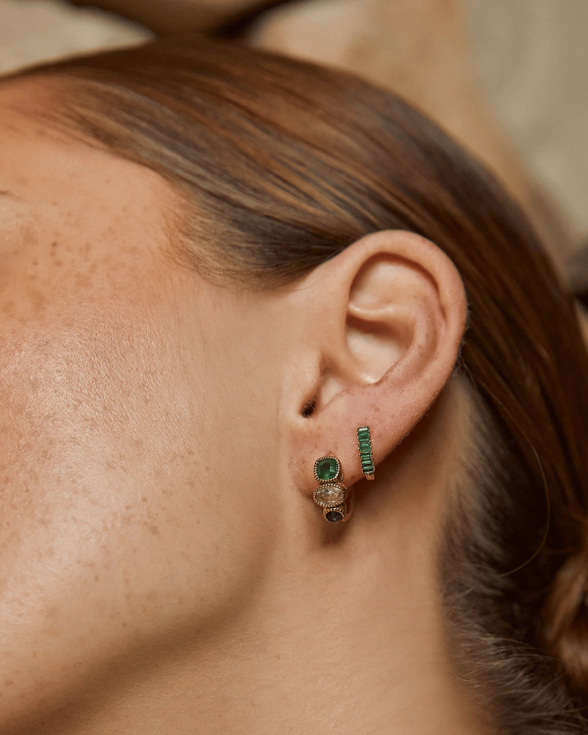 Khloe Gold Earrings - Emerald by Arms of Eve