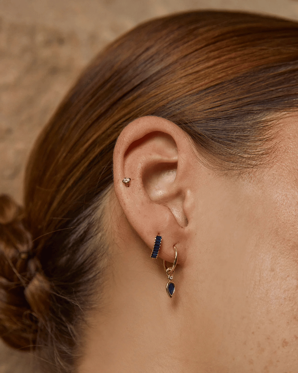 Khloe Gold Earrings - Sapphire by Arms of Eve 