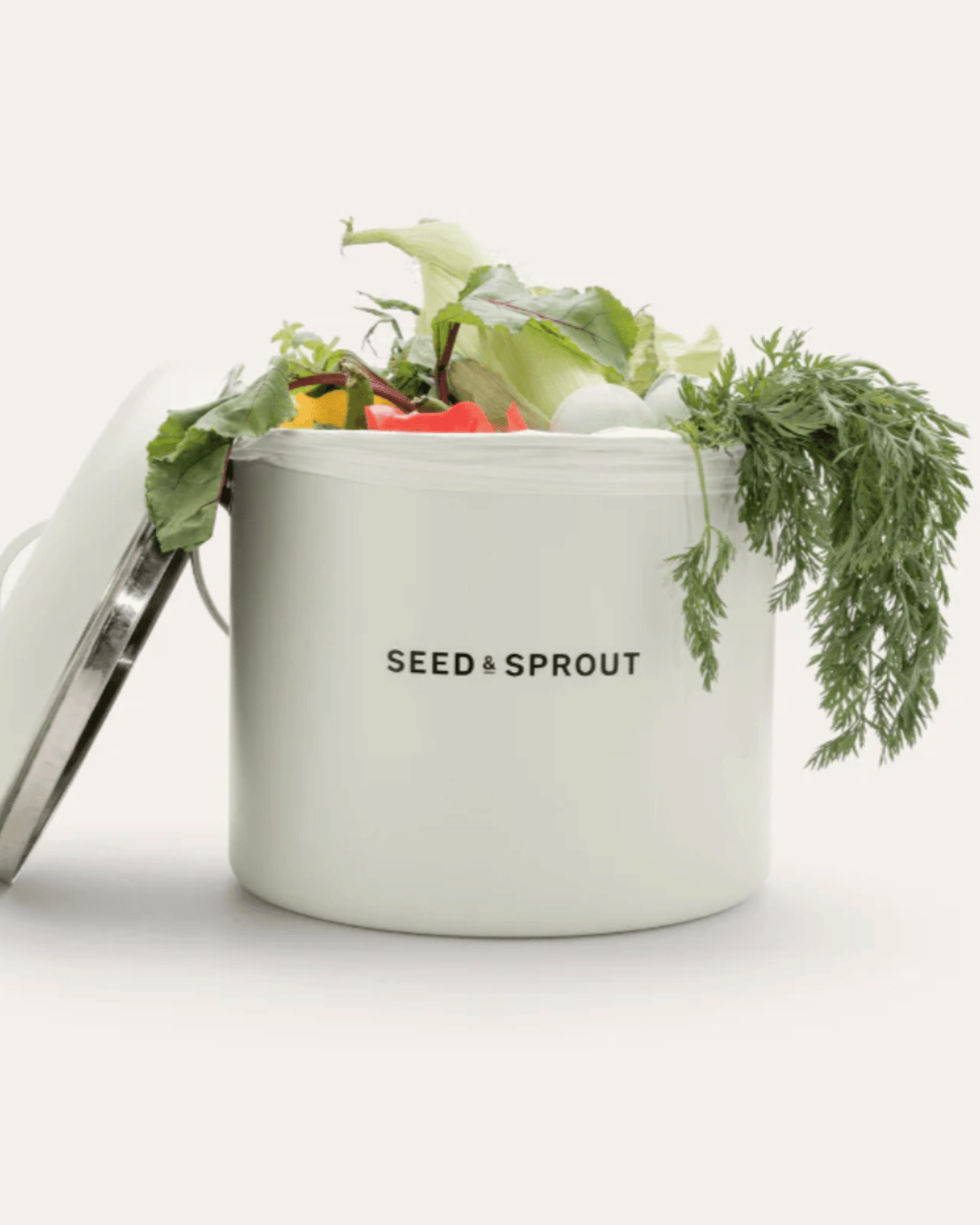 Seed &amp; Sprout Kitchen Compost Bin - Mushroom White