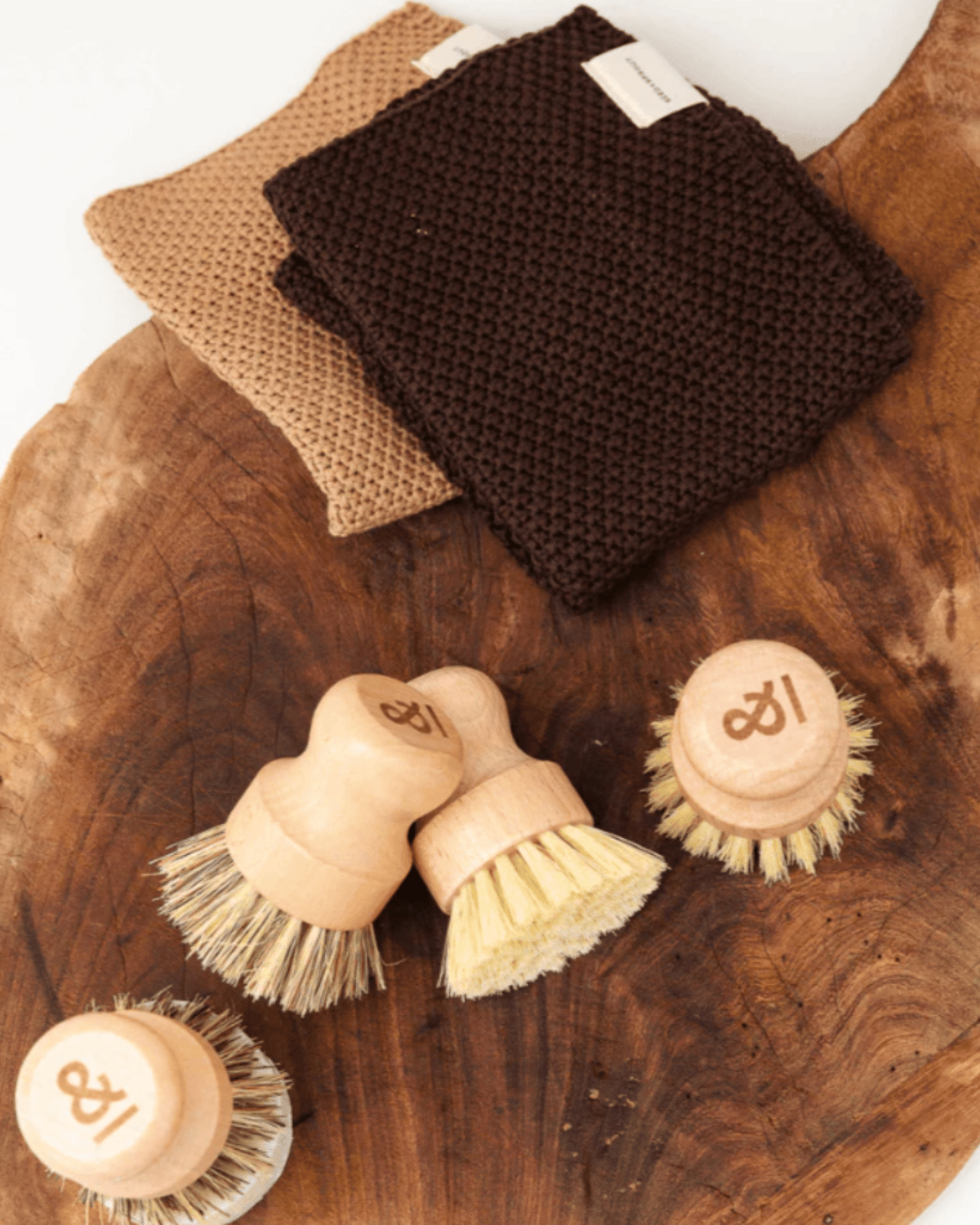 Seed &amp; Sprout Knitted Dishcloths - Praline &amp; Cocoa 