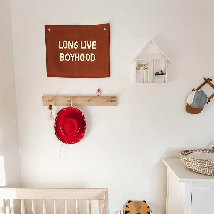 Imani Collective &quot;Long Live Boyhood&quot; Canvas Wall Banner - Quote Wall Art for Kids Bedroom or Nursery