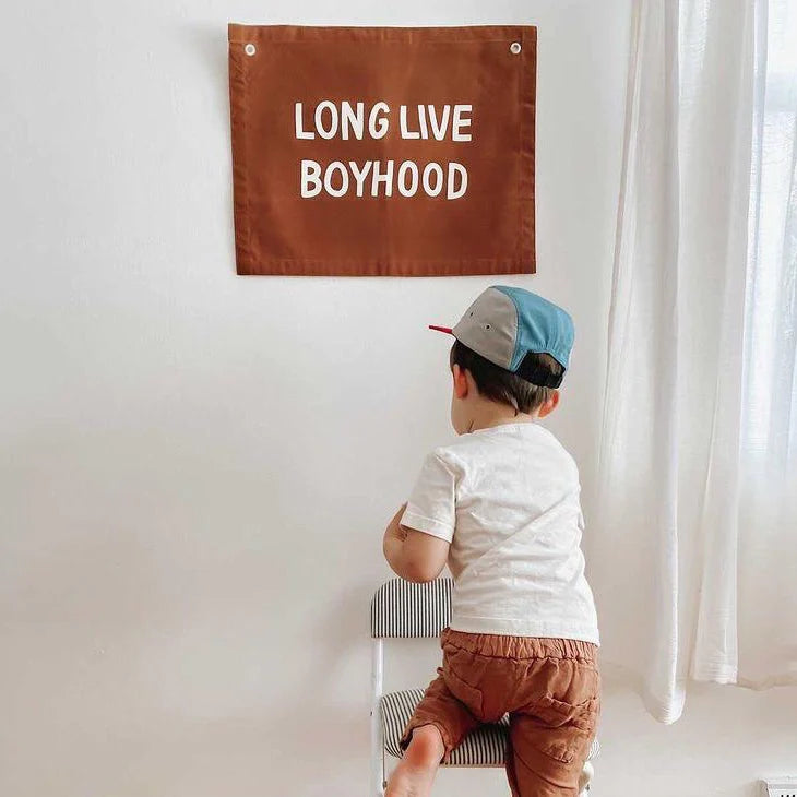 Imani Collective &quot;Long Live Boyhood&quot; Canvas Wall Banner - Quote Wall Art for Kids Bedroom or Nursery