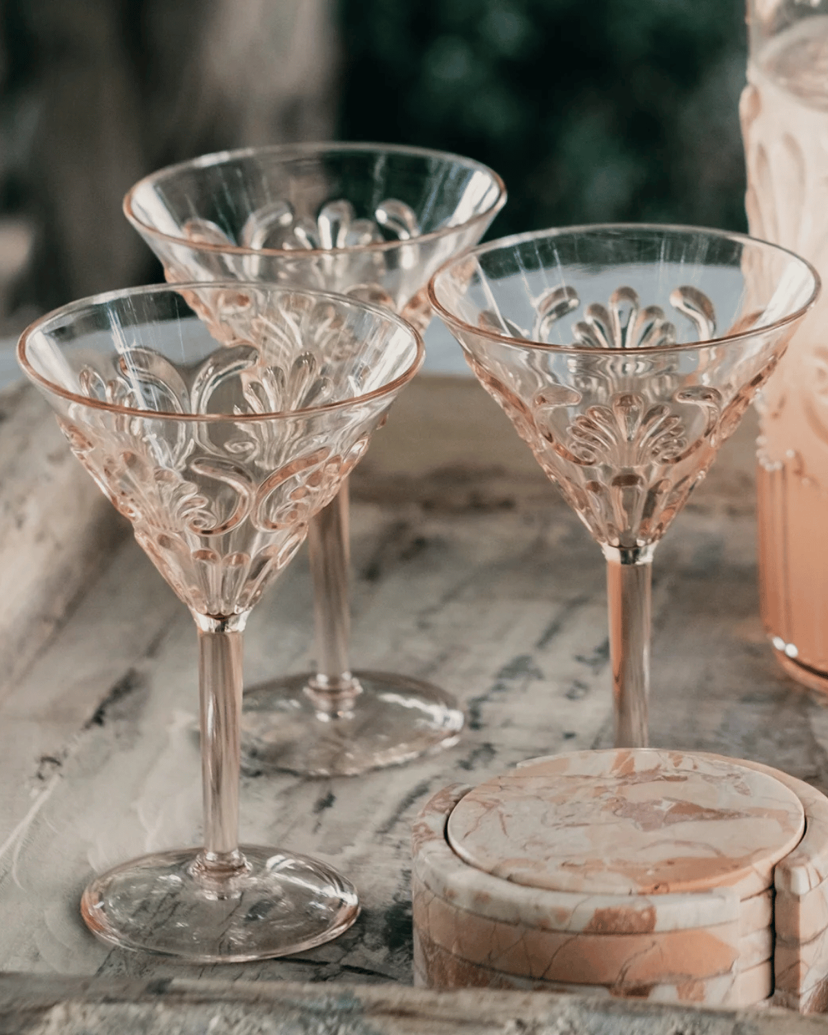 Flemington Acrylic Martini Glass by Indigo Love Collectors in Pale Pink