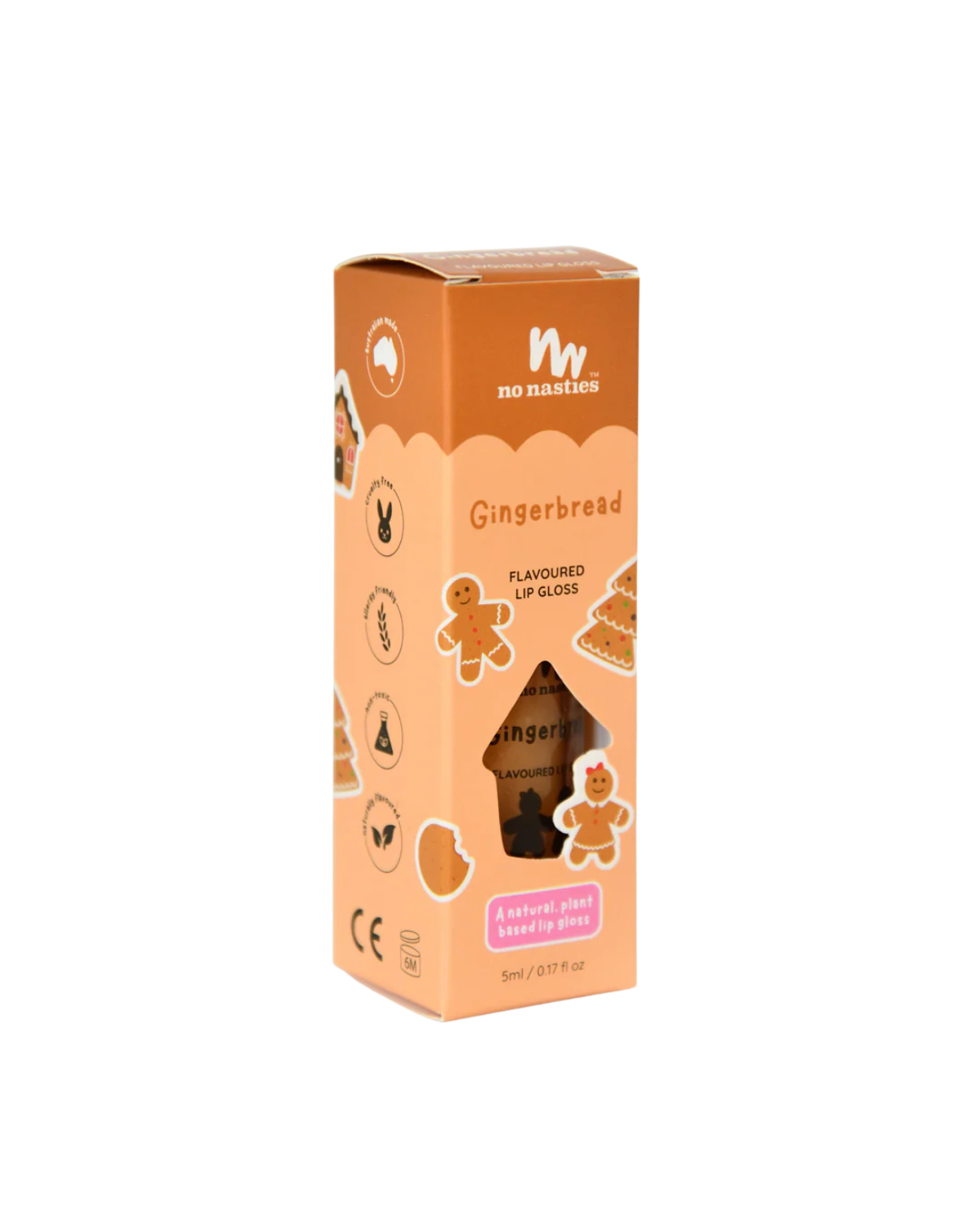 Natural Kids Lip Gloss Wands - Gingerbread by No Nasties 