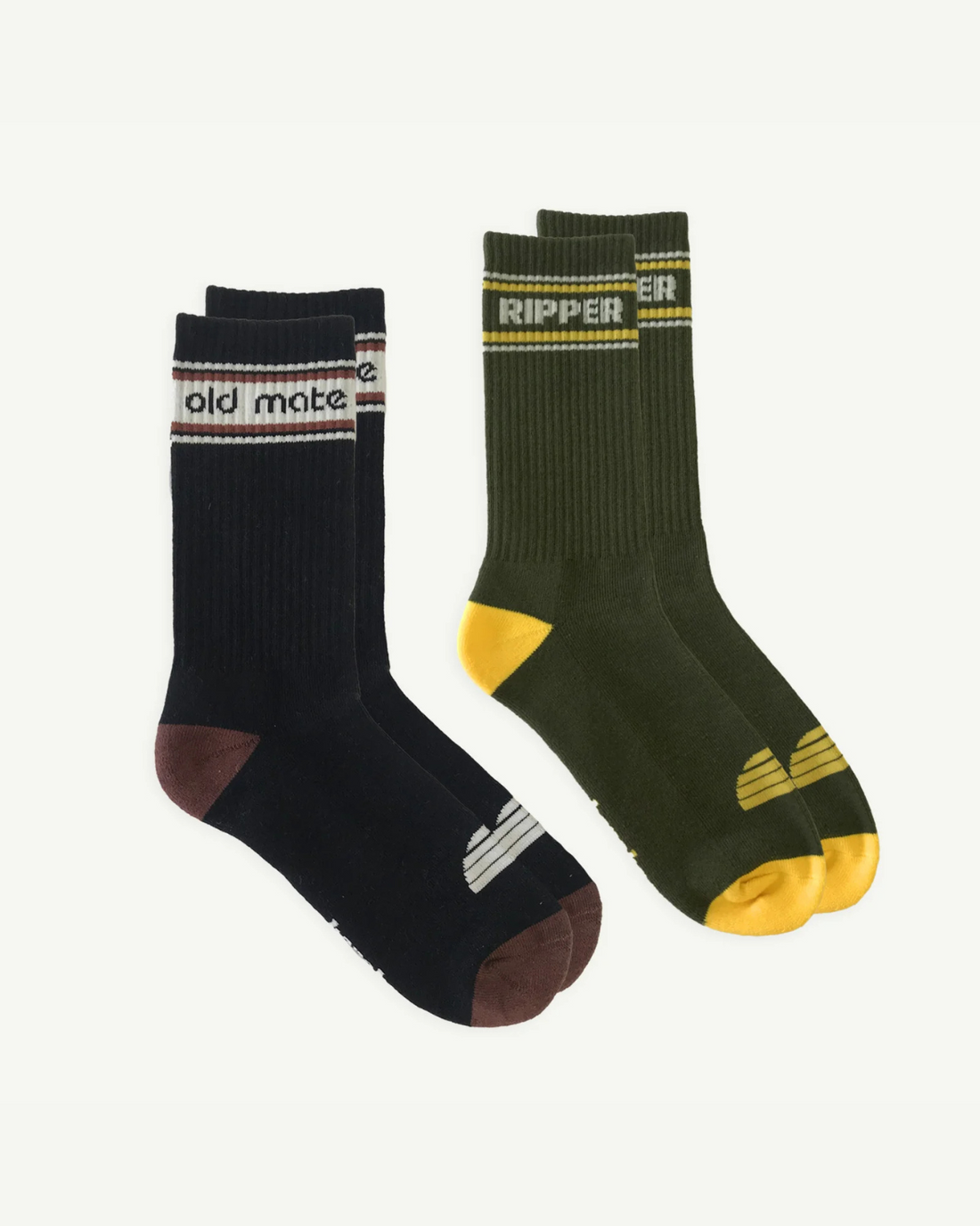 Banabae Old Mate and Ripper Organic Cotton Crew Sock Mens Sock Pack