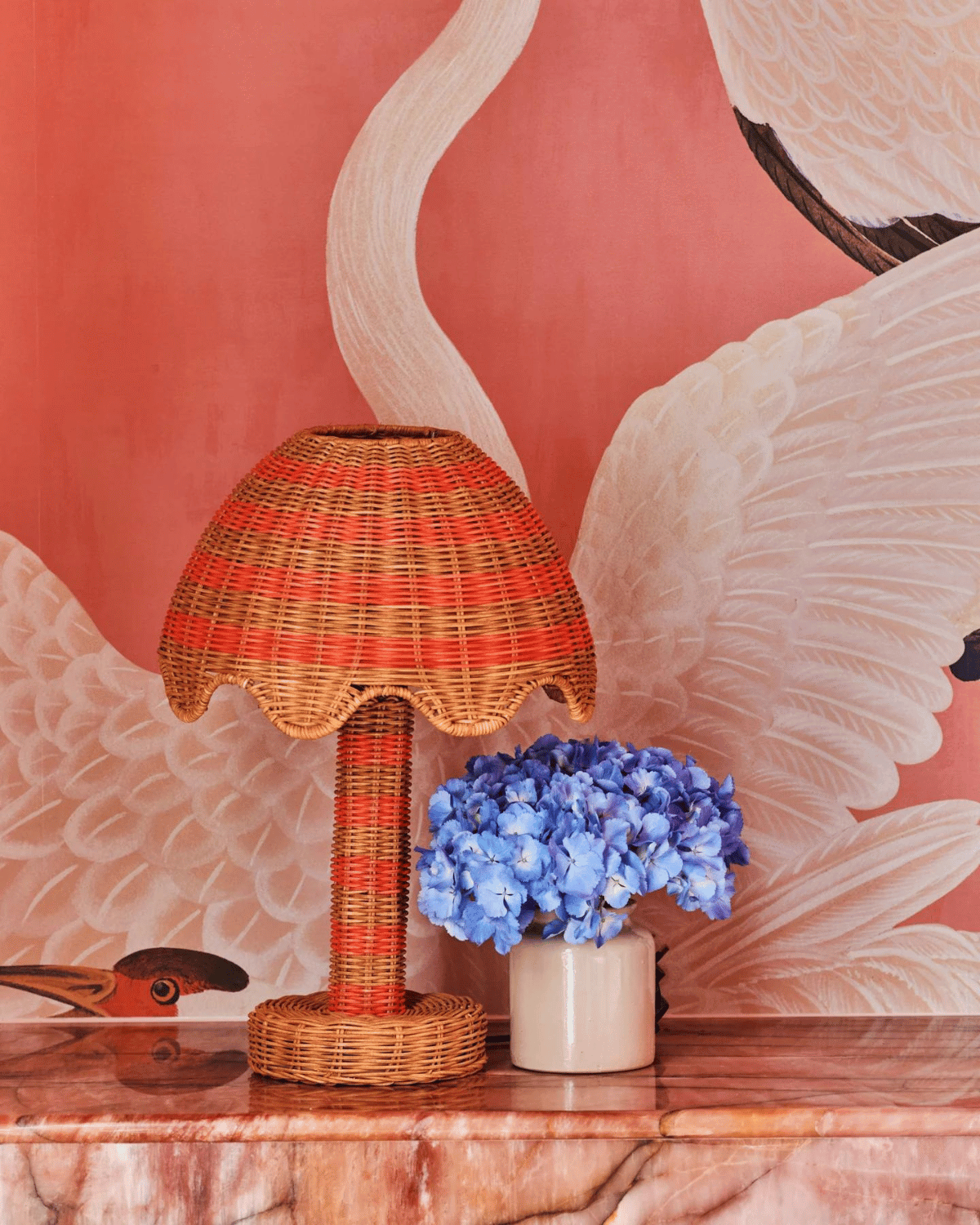 Portofino Stripe Rattan Lamp by Kip&amp;Co