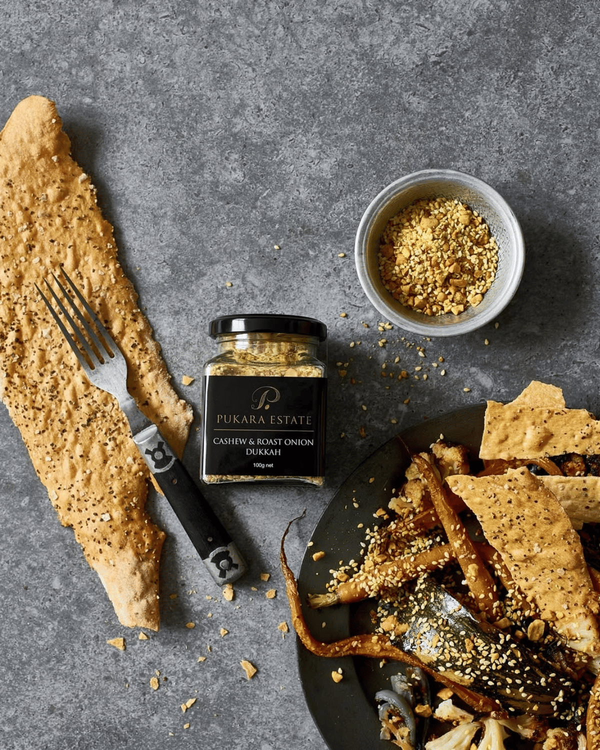 Pukara Estate Cashew &amp;amp; Roast Onion Dukkah 100gmn - Polly &amp; Co, Muswellbrook