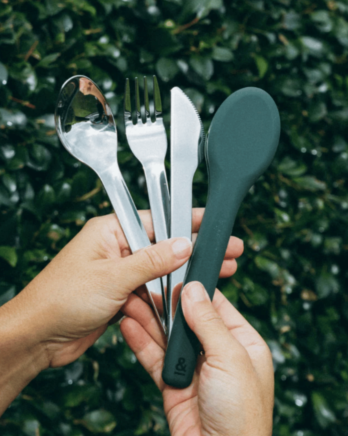 Seed &amp; Sprout Reusable Cutlery Set - Stainless Steel &amp; Moss