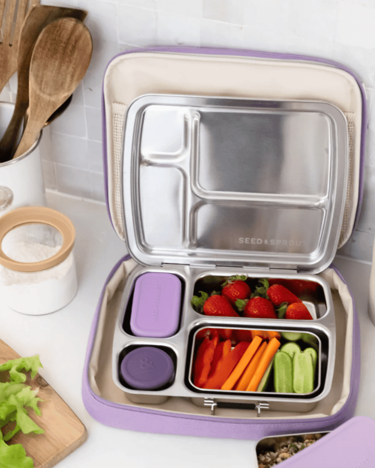 Seed &amp; Sprout Stainless Steel Snack Containers - Plum (2 pot set) 