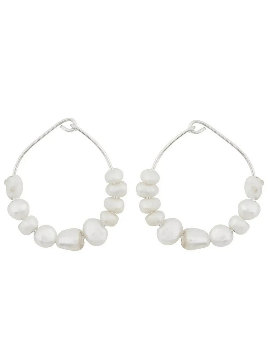 The Venus Pearl Hoops by Made by a. in Silver