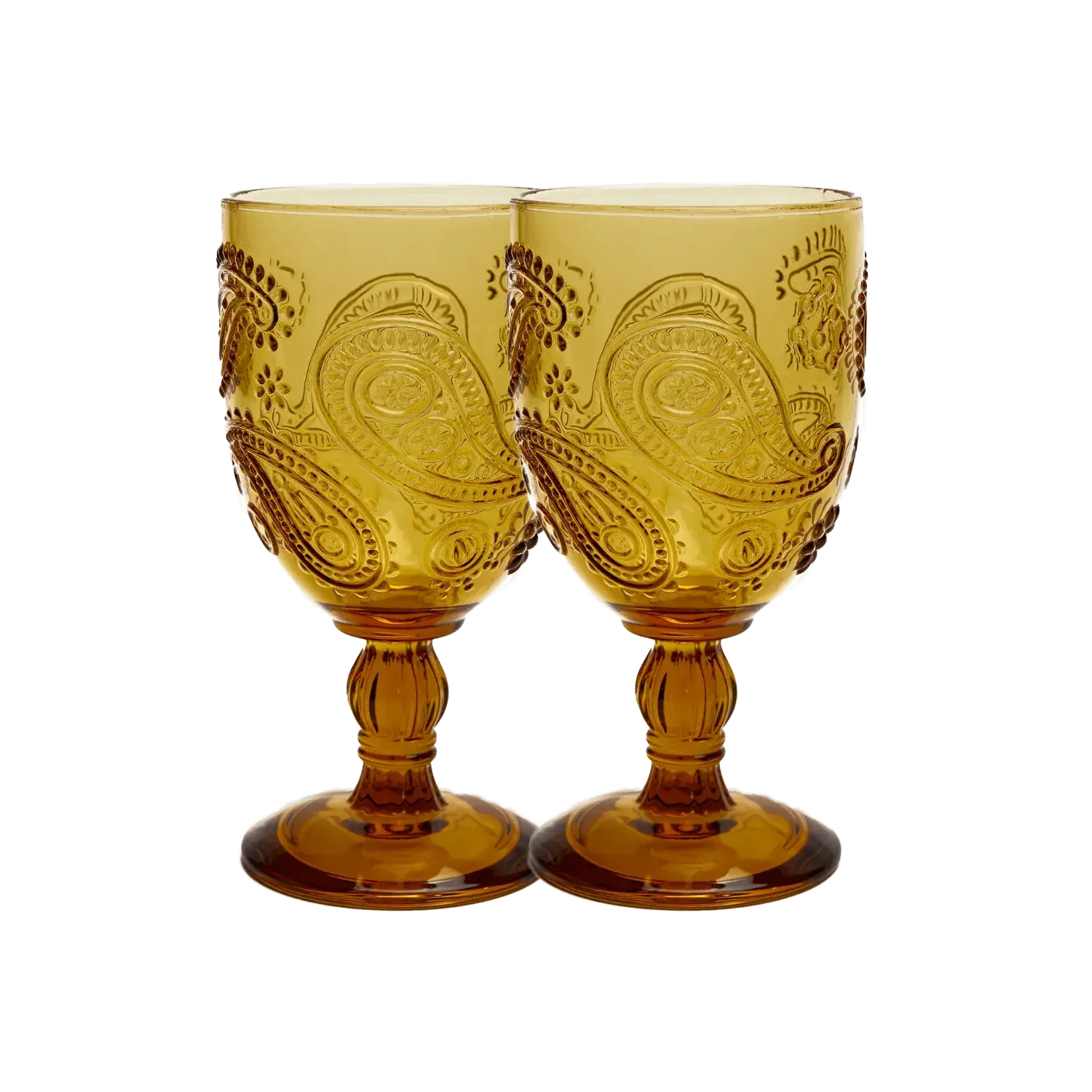 Wandering Folk Goblet Glass - Amber (Set of 2) 