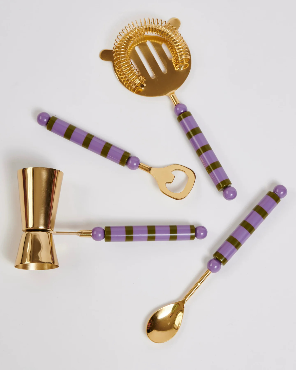 Kip&amp;Co Gypsy Rose Stripe Resin Bar Tool Set