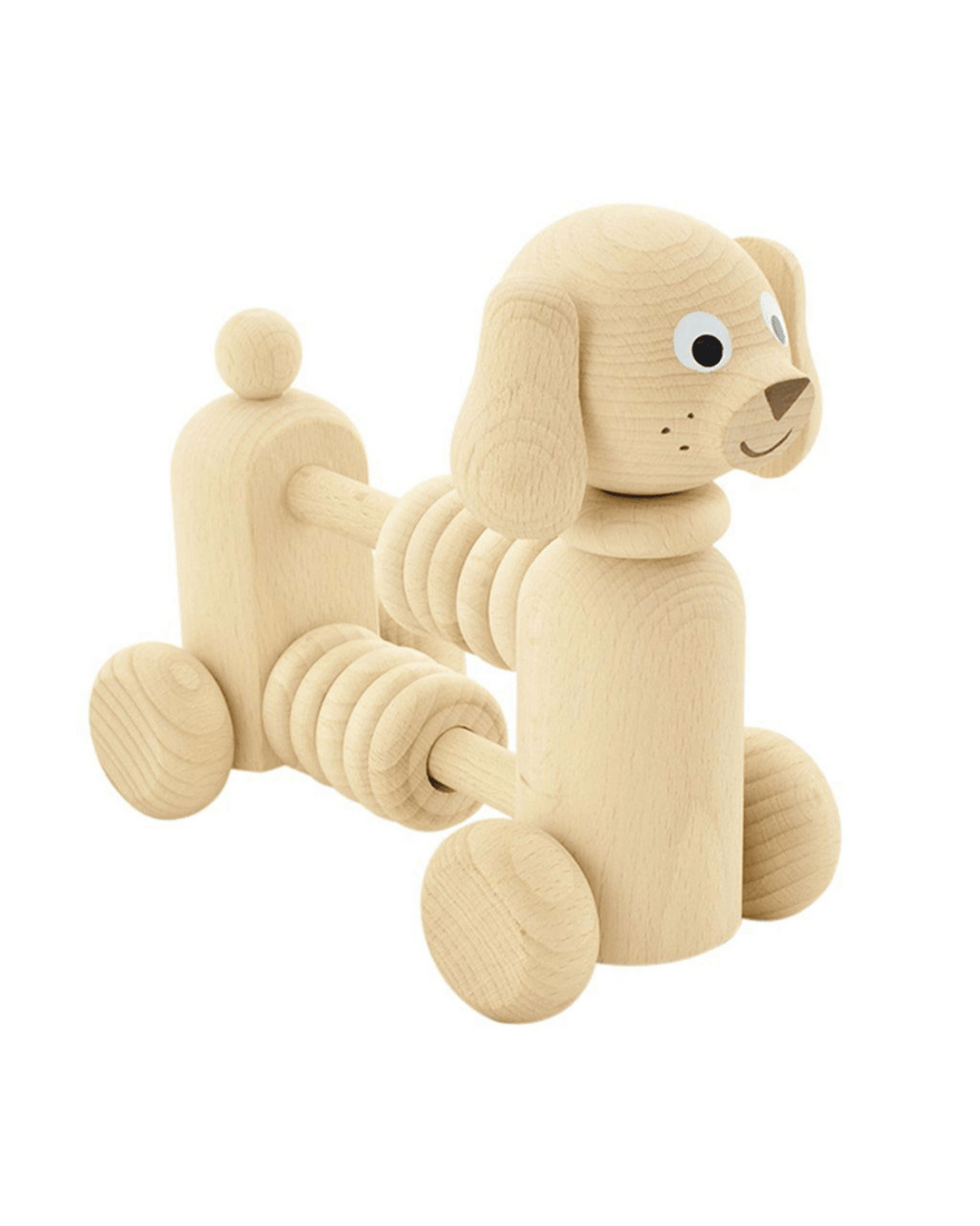 Miva Vacov - Push Pull Wooden Dog With Counting Beads Toy