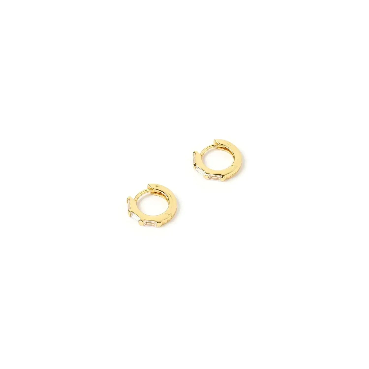 Holi Gold Huggie Earrings by Arms of Eve - Zircon Baguettes Classic Gold Huggie Earring