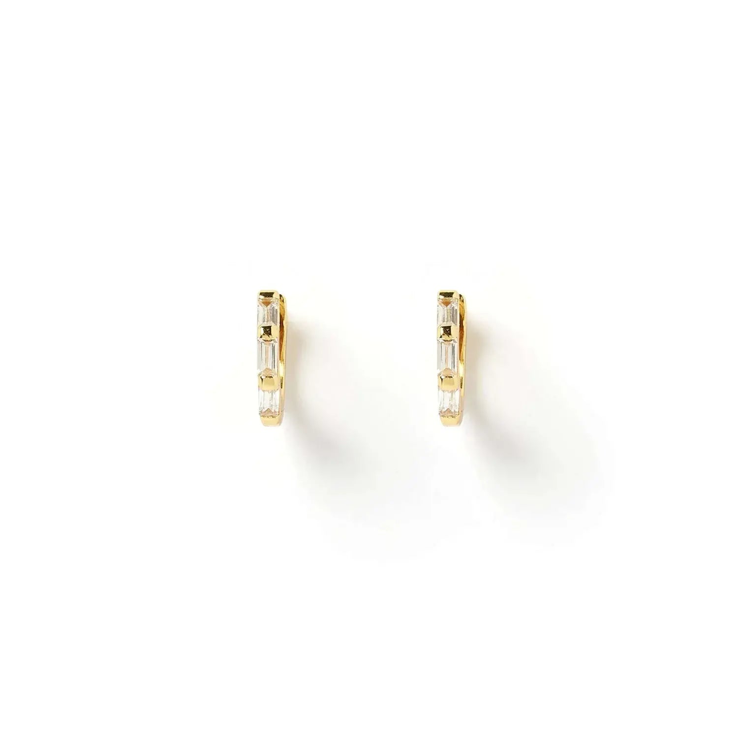 Holi Gold Huggie Earrings by Arms of Eve - Zircon Baguettes Classic Gold Huggie Earring