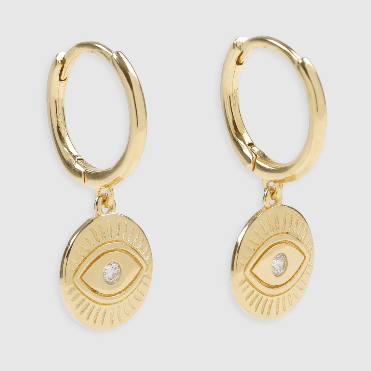 arms of eve protective eye gold hoop huggies earrings