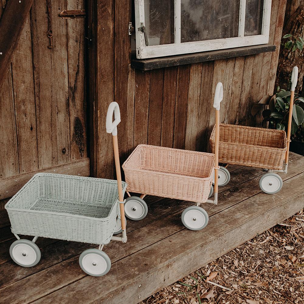 Rattan Wonder Wagon by Olli Ella in Rose 