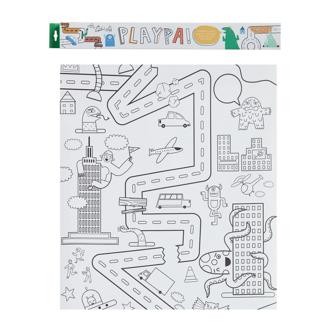 Playpa Paper - Monsters Take Over the City by Olli Ella - Colouring In for Kids